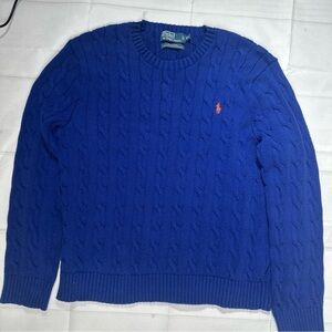 Polo Ralph Lauren Cable Knit Pullover Sweater 100% Cotton Men’s Sz XL-2XL Blue